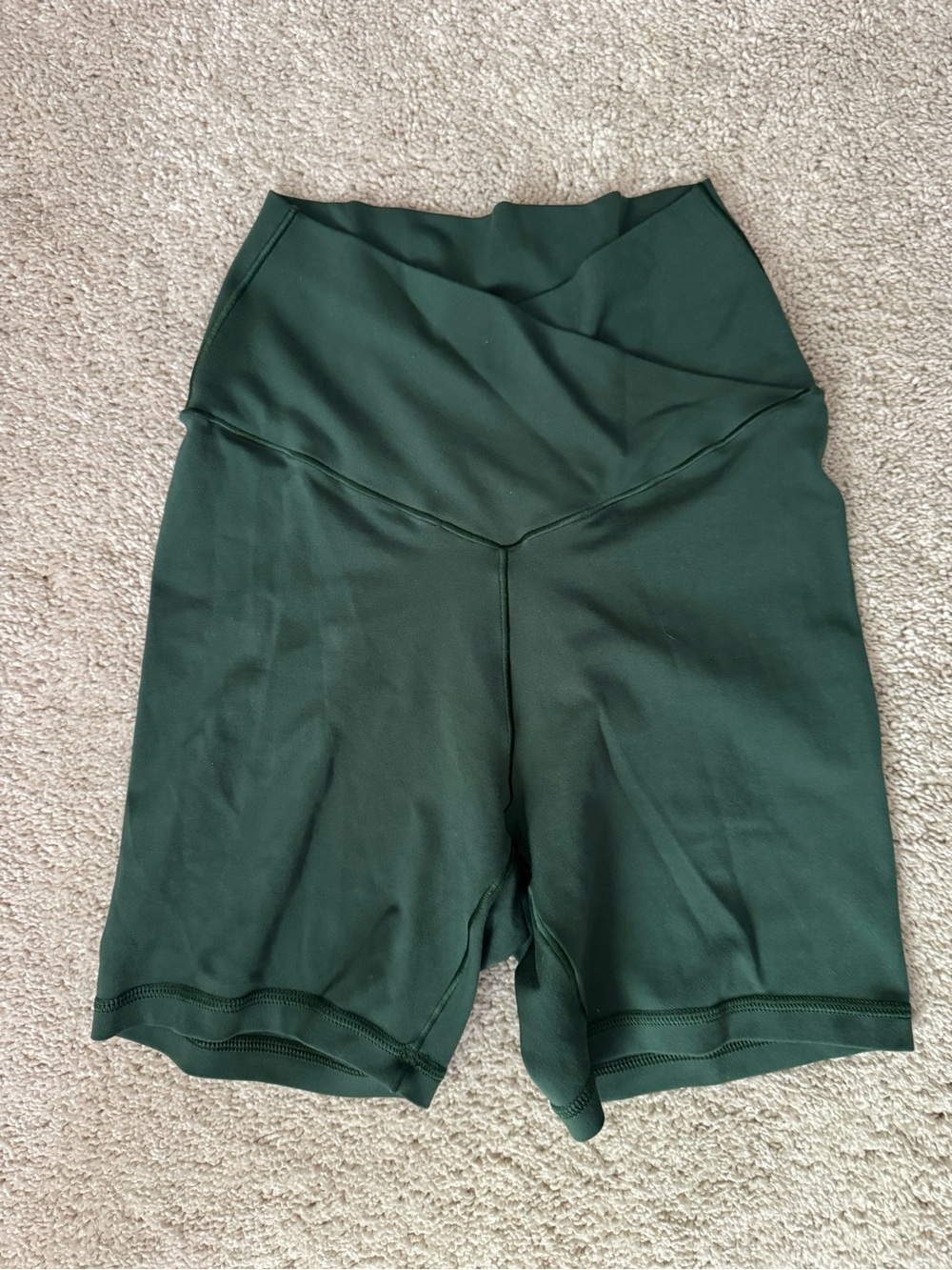 aerie Dark Green High-Waist Crossover Bike Shorts